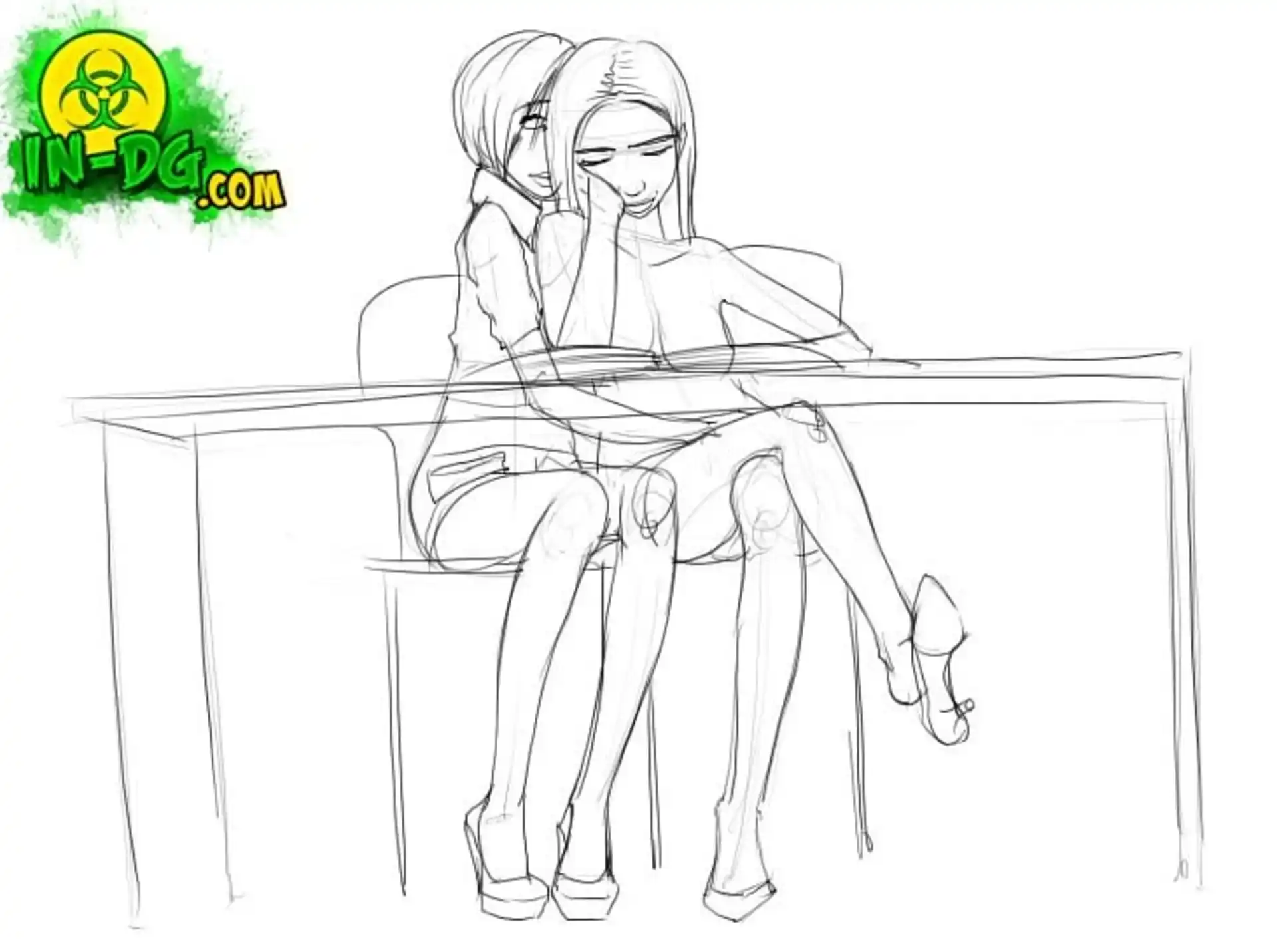 Sketches And Pin-ups Christine And Priya In The Library - [InnocentDickGirls] page 6