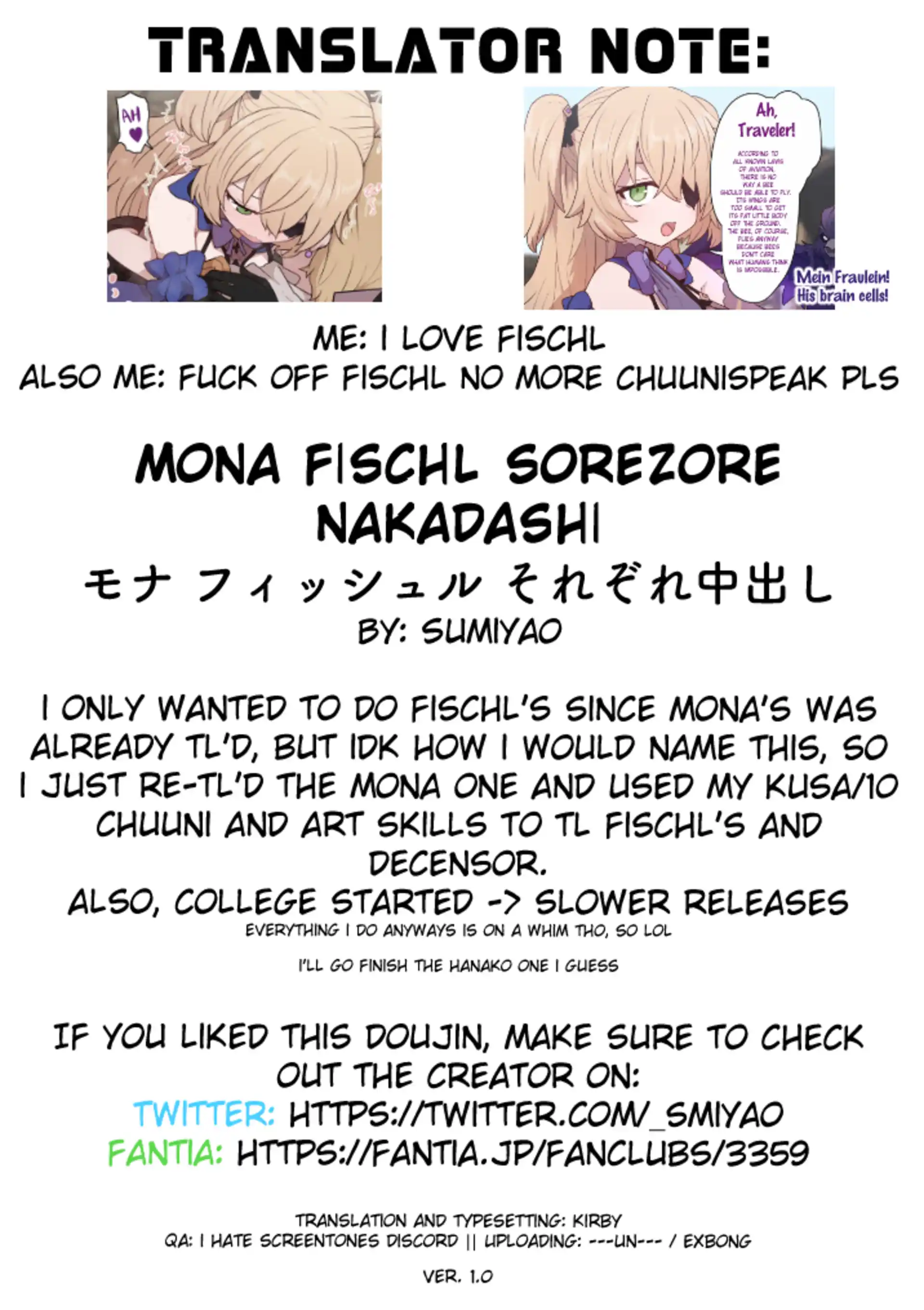 Mona Fischl Sorezore Nakadashi Mona Fischl Sorezore Nakadashi - Chapter 1 (Genshin Impact) page 10