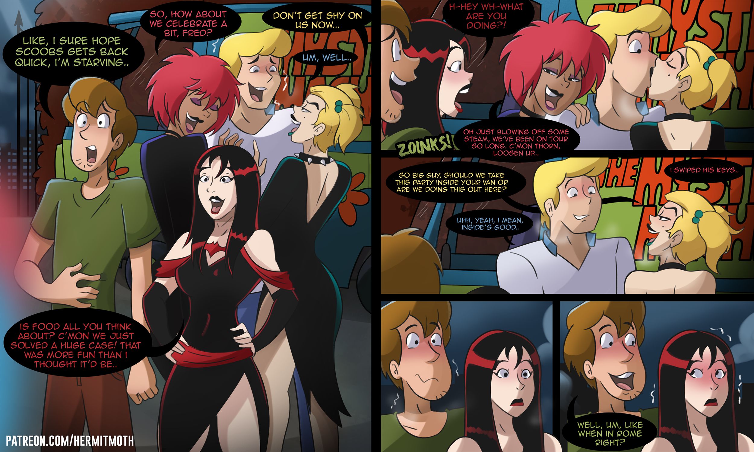 Shaggy and Fred party with the Hex girls Porn Comics