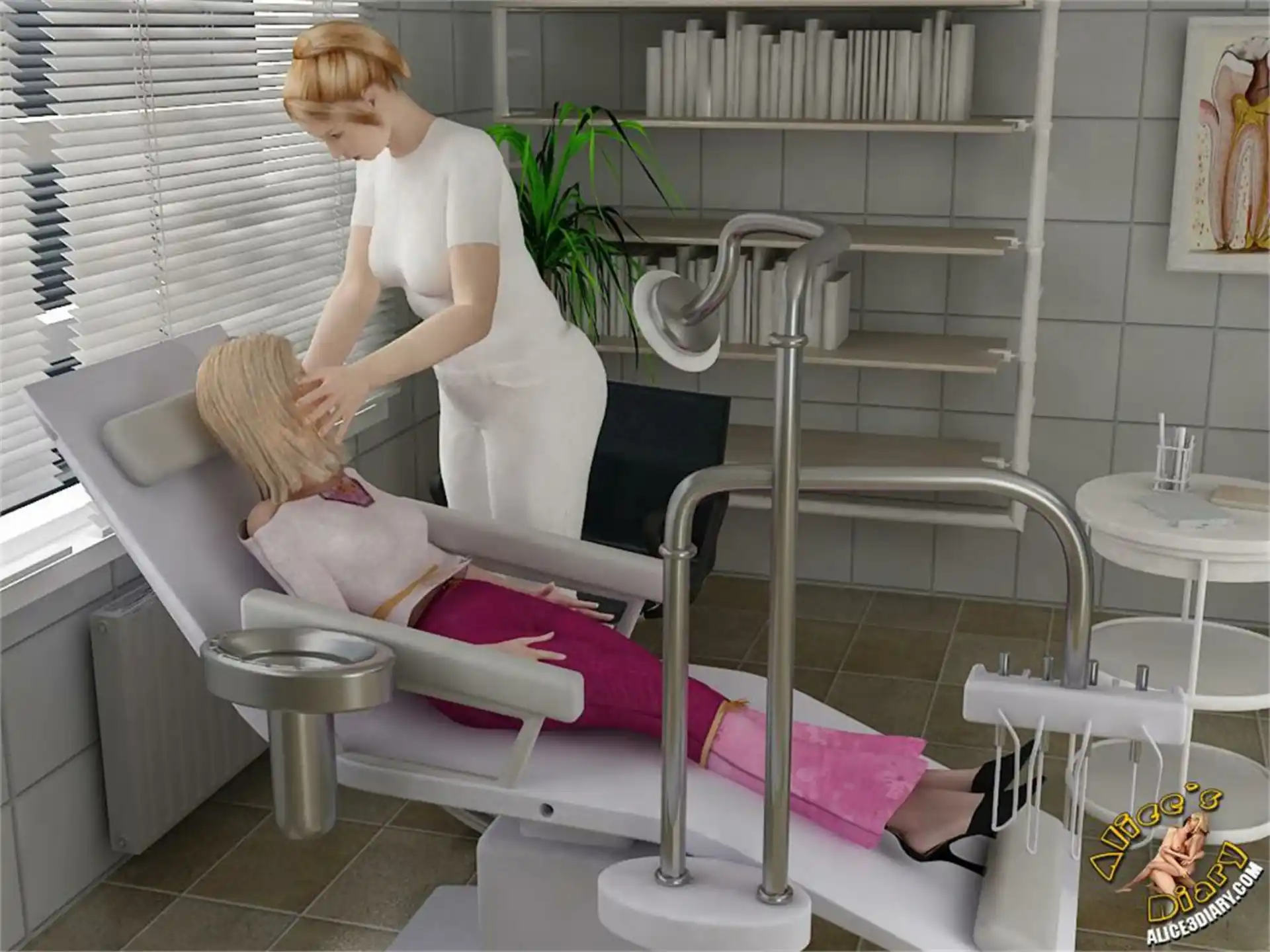 Alice’s Diary Chapter 14 Hot lesbian seduction in dentists office page 10