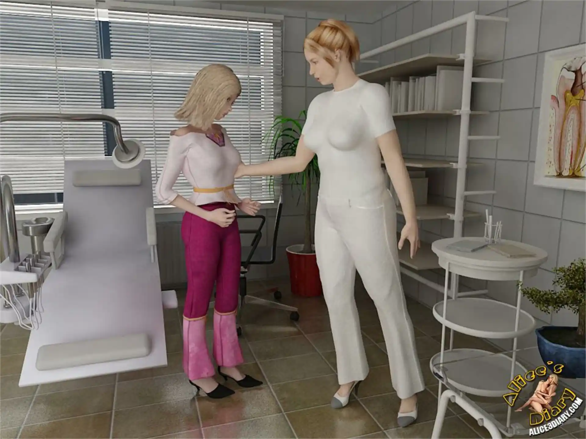 Alice’s Diary Chapter 14 Hot lesbian seduction in dentists office page 15