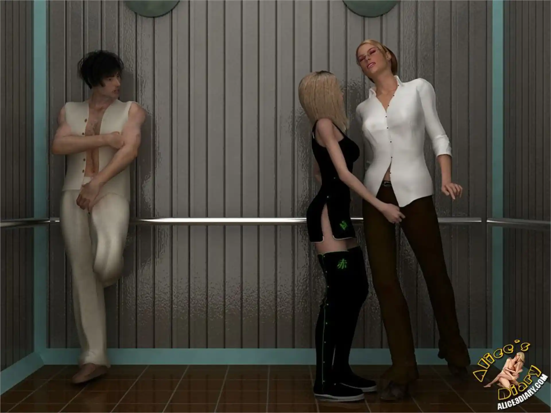 Alice’s Diary Chapter 17 Wild threesome action in the elevator page 10