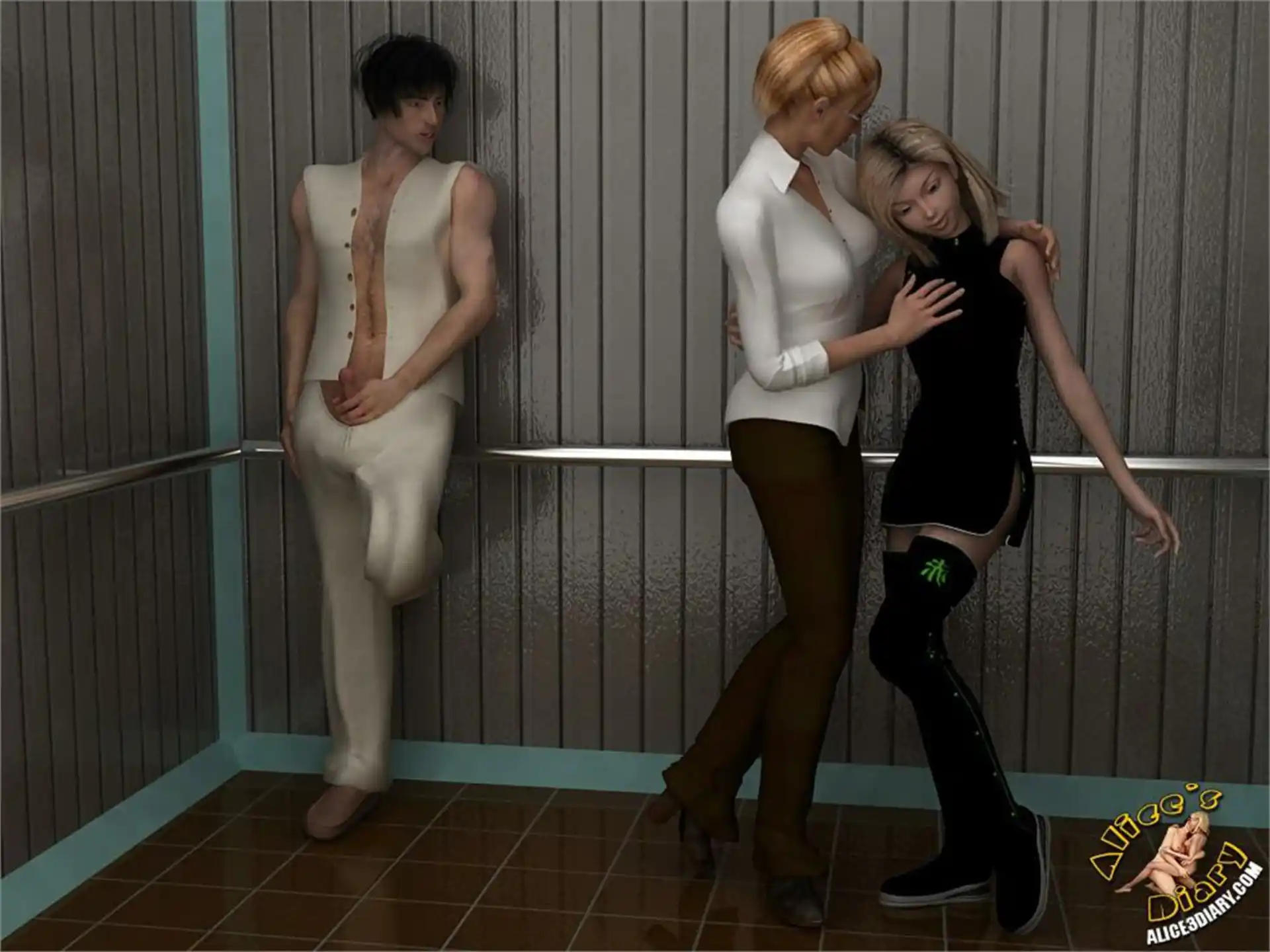 Alice’s Diary Chapter 17 Wild threesome action in the elevator page 11