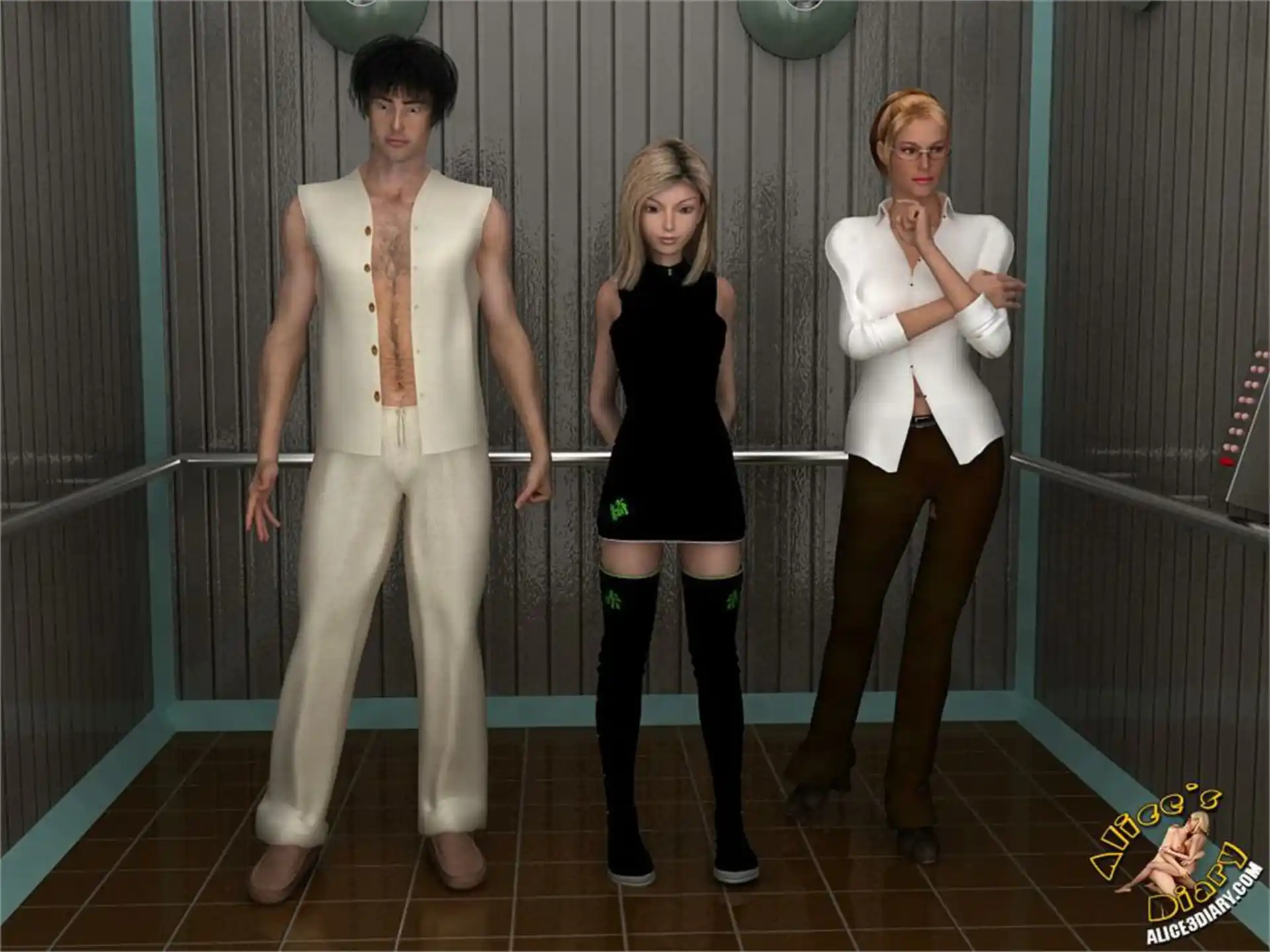 Alice’s Diary Chapter 17 Wild threesome action in the elevator page 3
