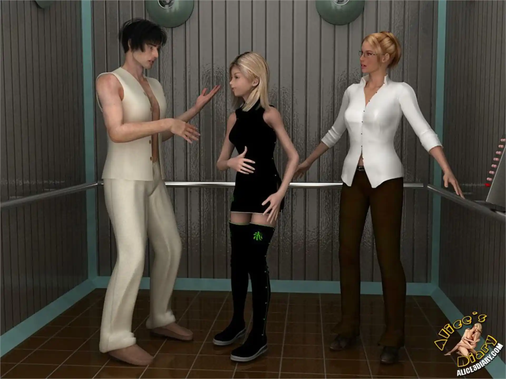 Alice’s Diary Chapter 17 Wild threesome action in the elevator page 5