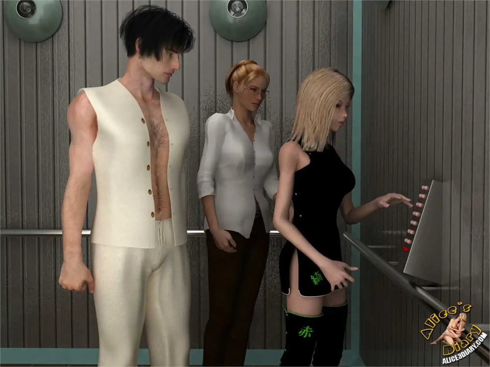 Alice’s Diary Chapter 17 Wild threesome action in the elevator page 6