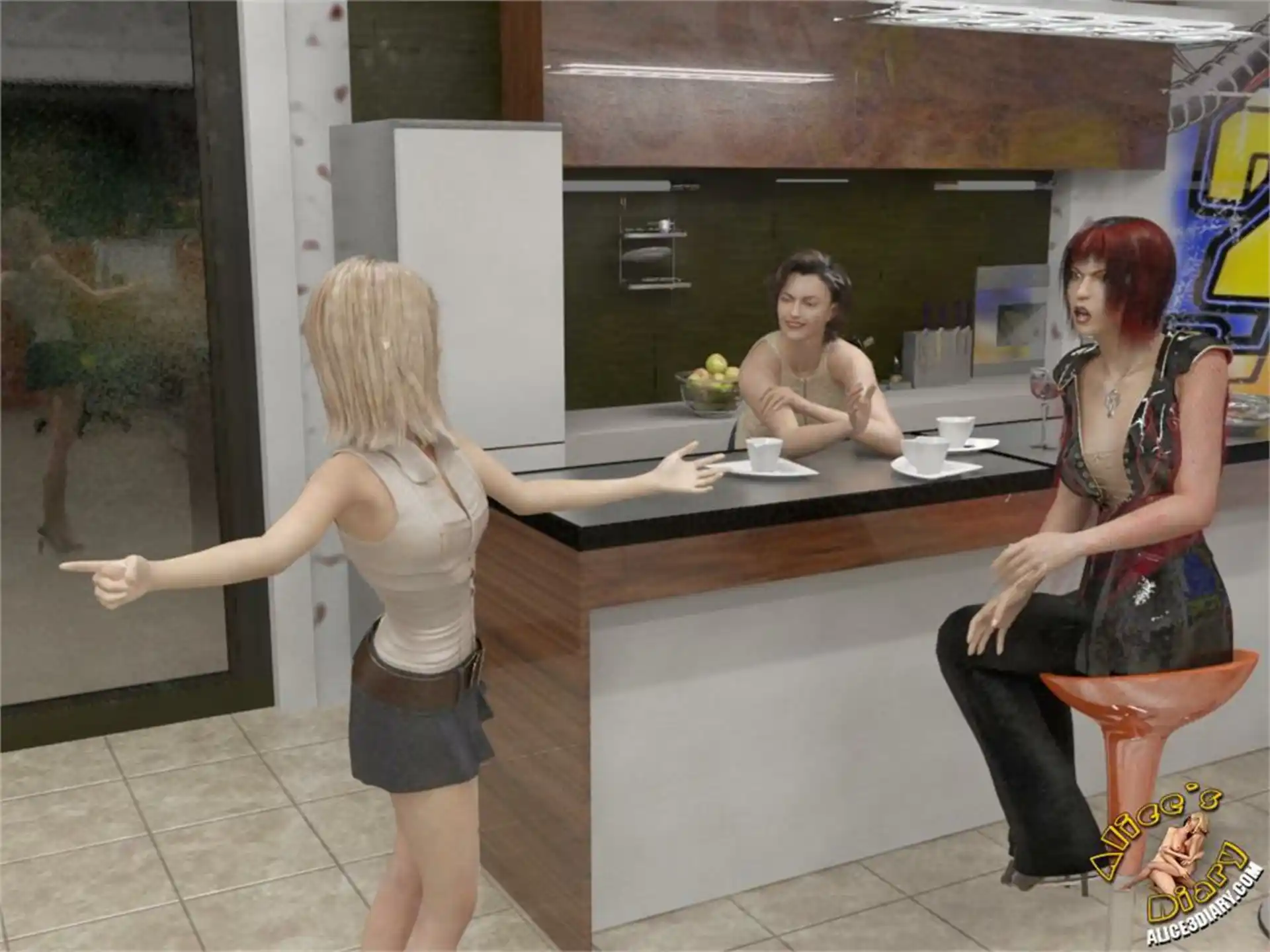 Alice’s Diary Chapter 55 Lesbian threesome in internet cafe page 7