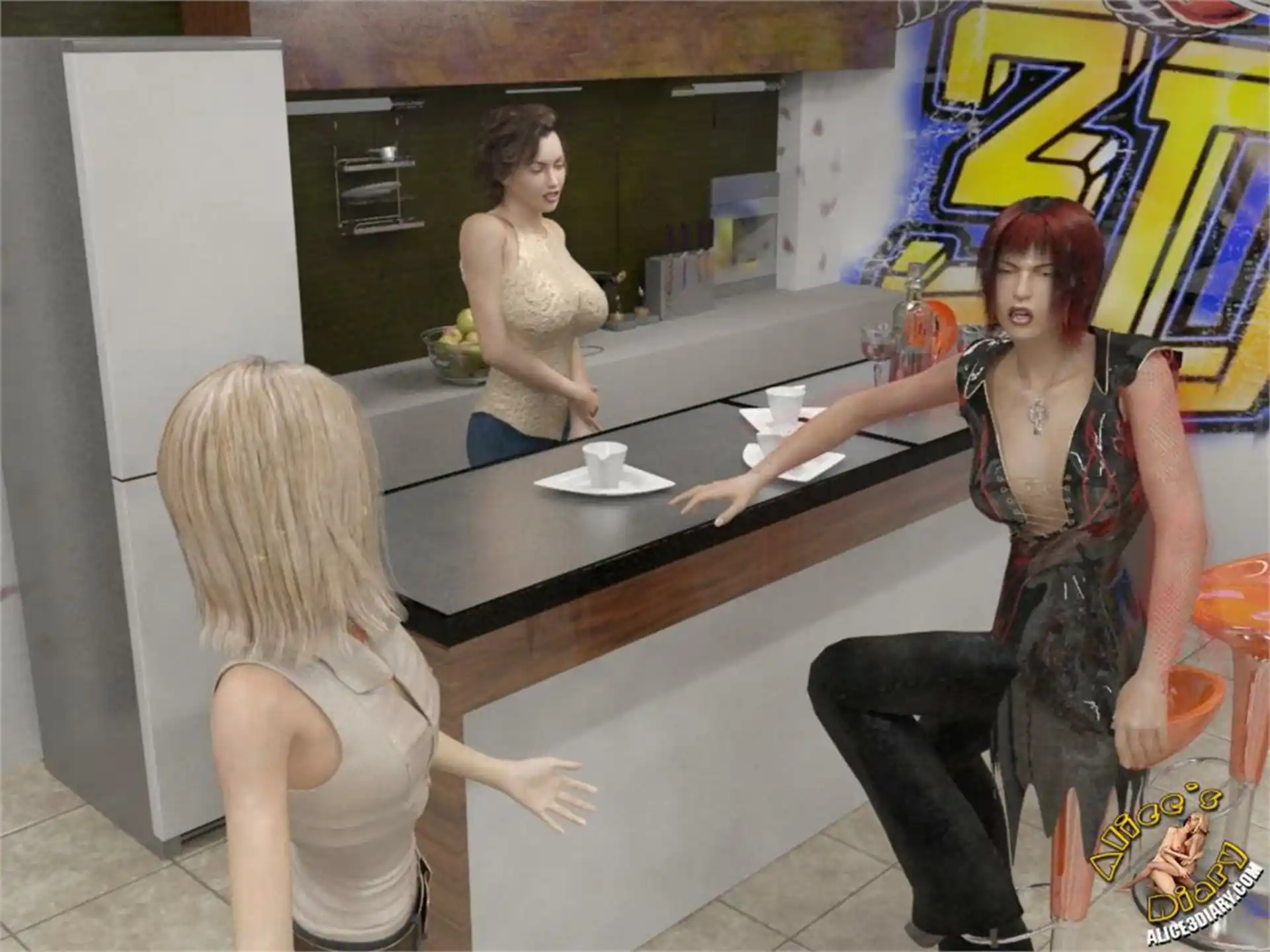 Alice’s Diary Chapter 55 Lesbian threesome in internet cafe page 8