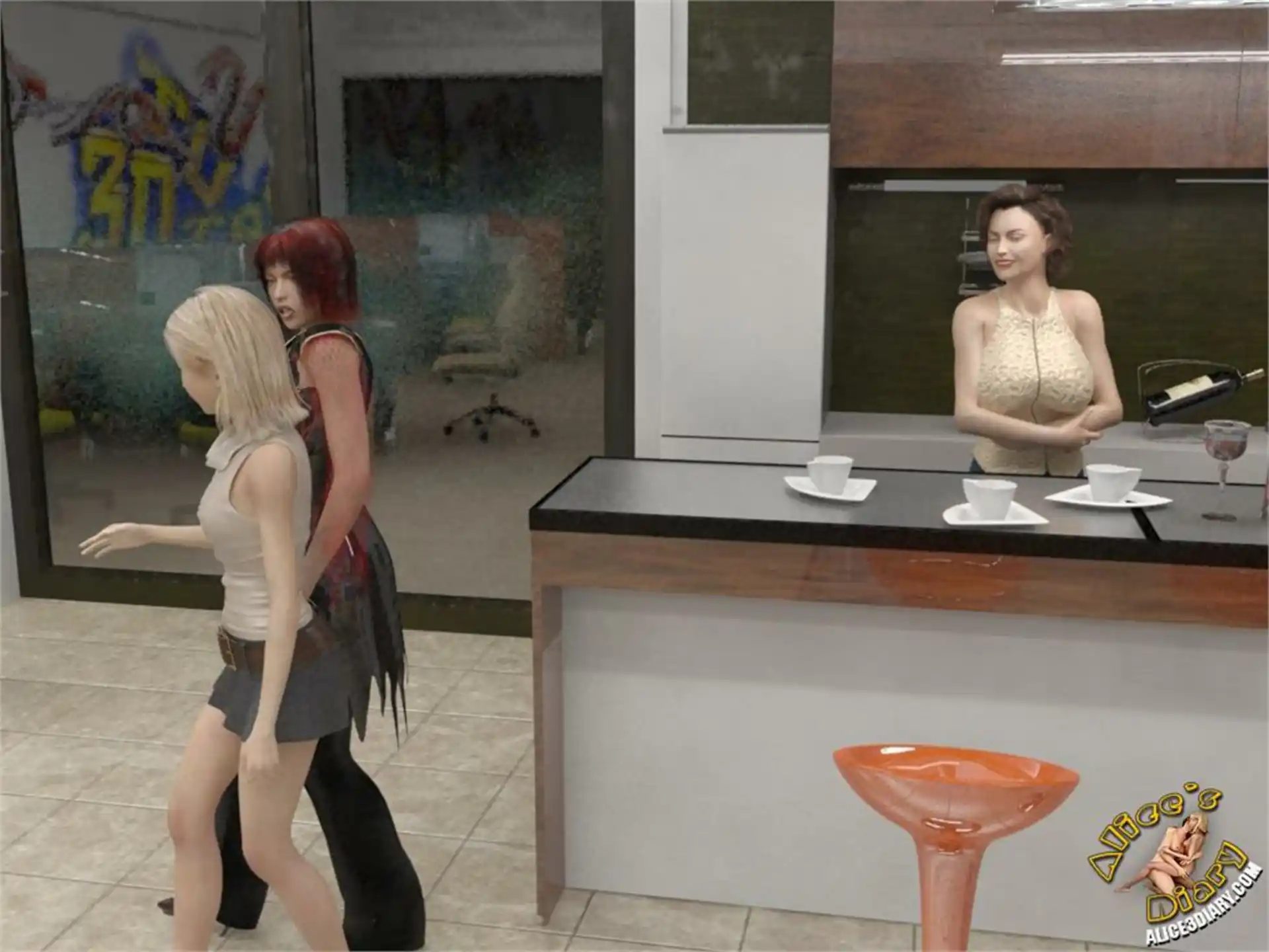 Alice’s Diary Chapter 55 Lesbian threesome in internet cafe page 9