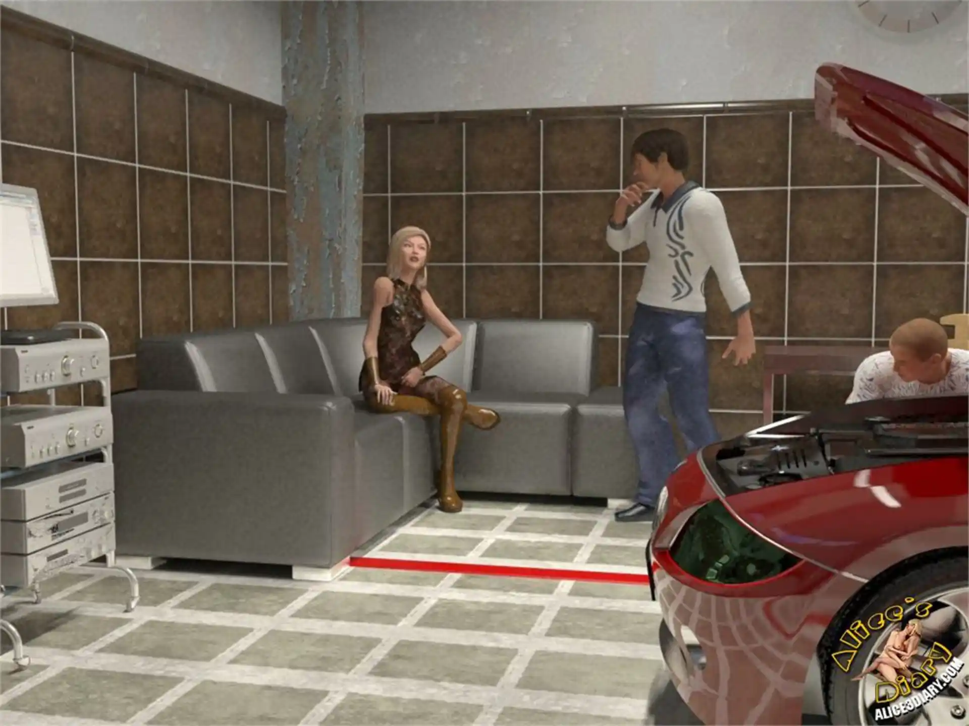 Alice’s Diary Chapter 39 Sexhungry trio in the garage page 13