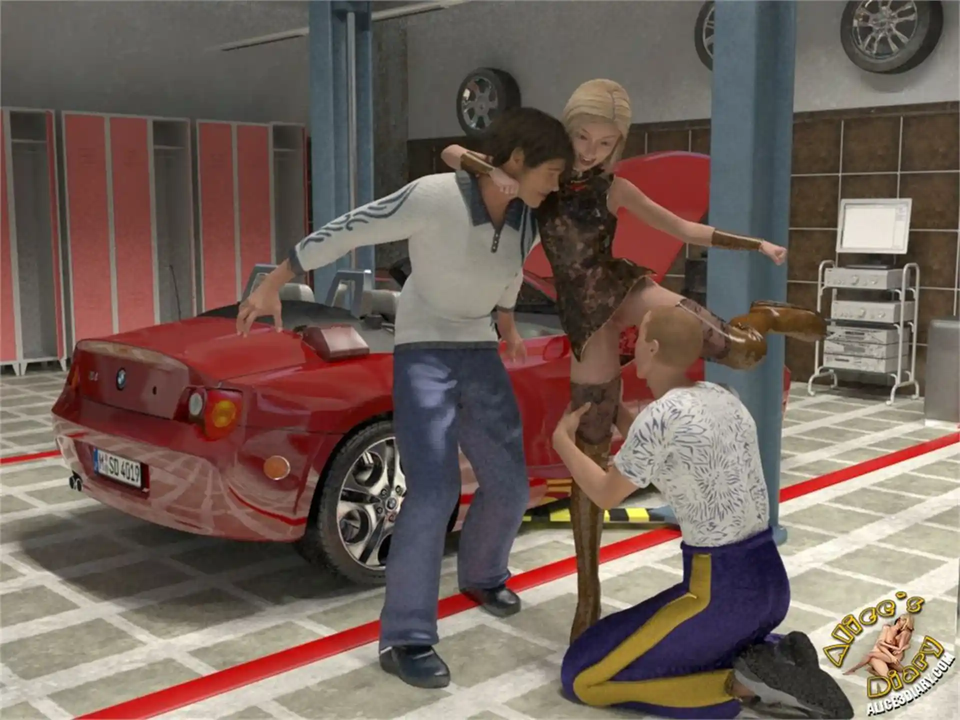 Alice’s Diary Chapter 39 Sexhungry trio in the garage page 16