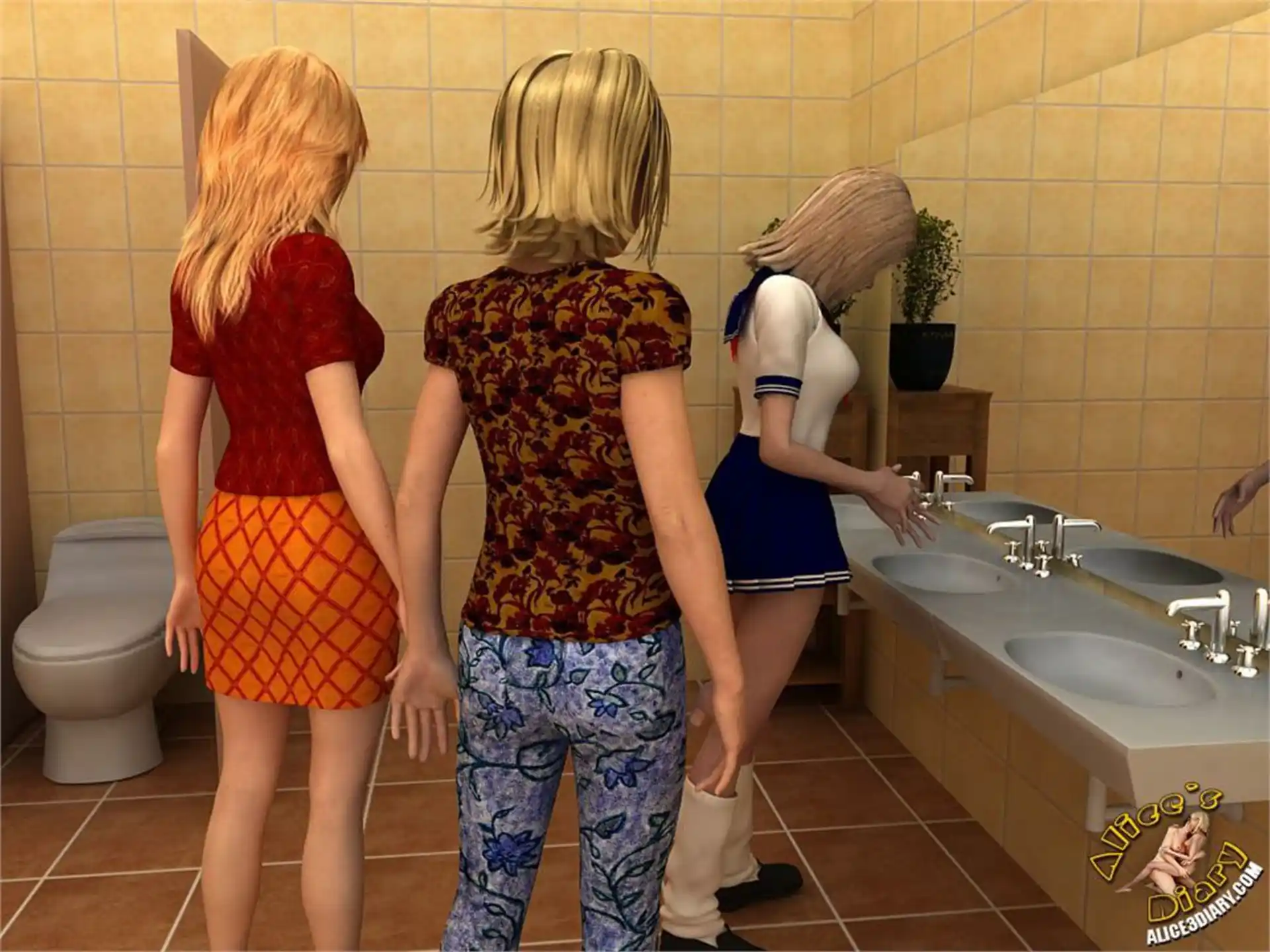 Alice’s Diary Chapter 40 Lesbian threesome in the toilet page 2