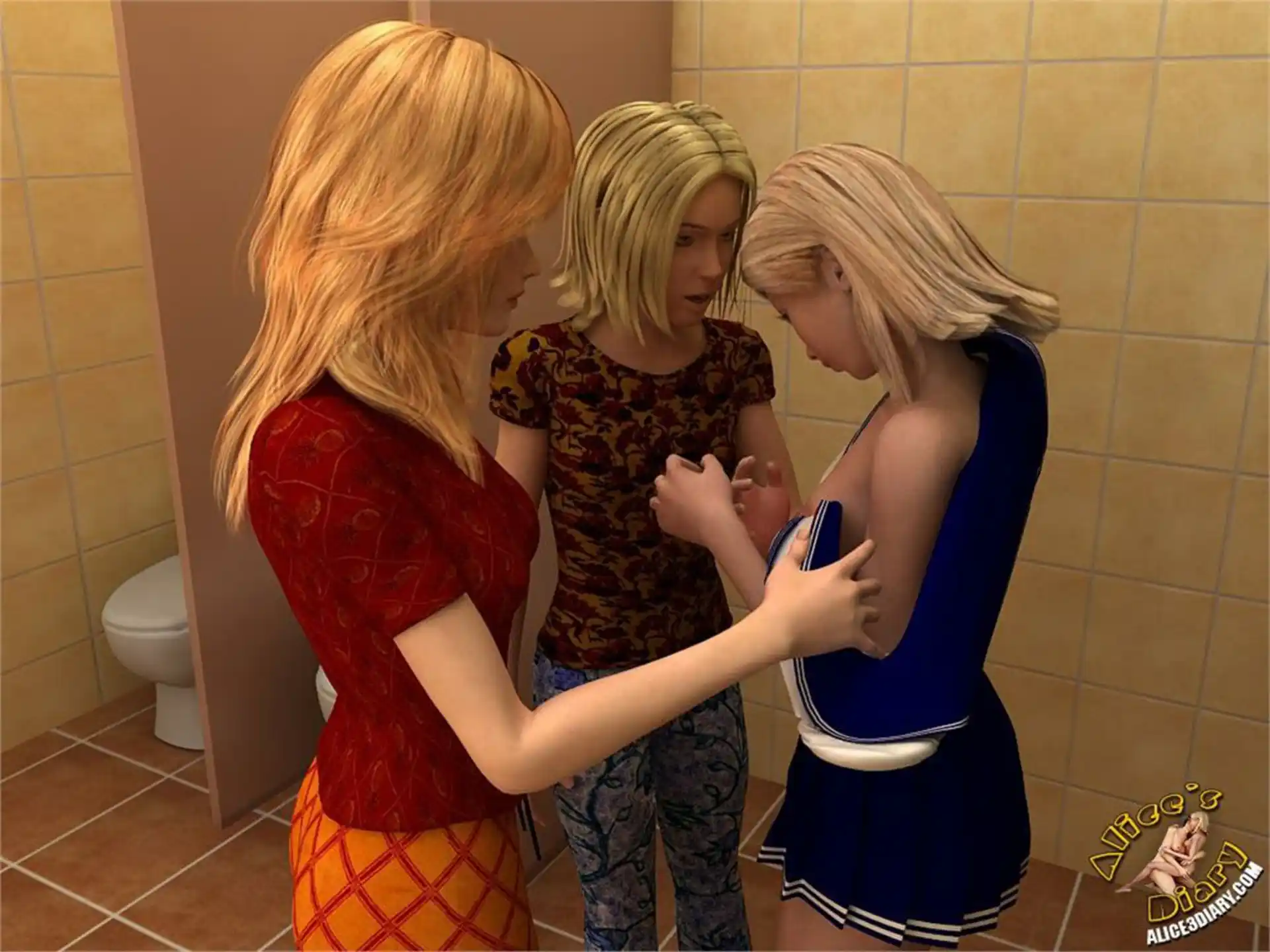 Alice’s Diary Chapter 40 Lesbian threesome in the toilet page 4