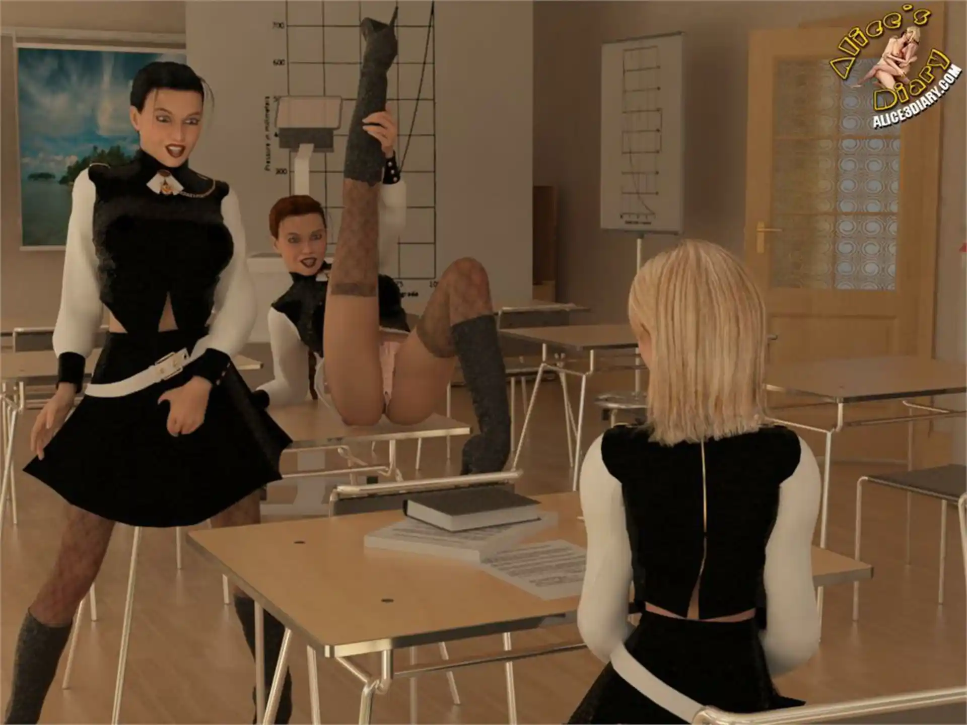 Alice’s Diary Chapter 41 Lesbian orgy in the classroom page 7